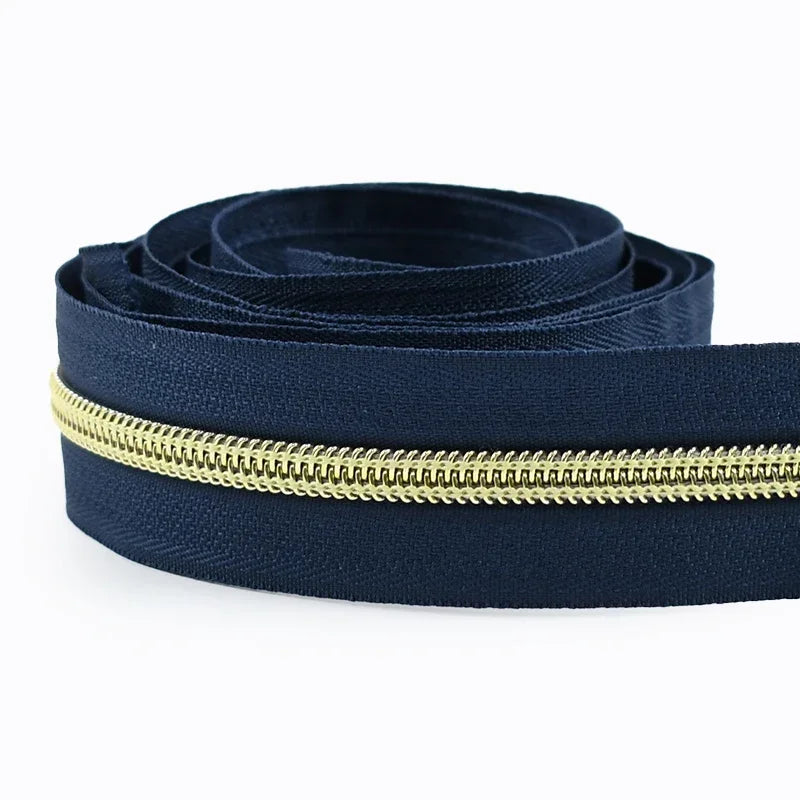 8/300M 5# Nylon Zippers Tapes Gold Silver Teeth Zipper for Sewing Bag Zips Purse Garment Zip Repair Kit DIY Accessories