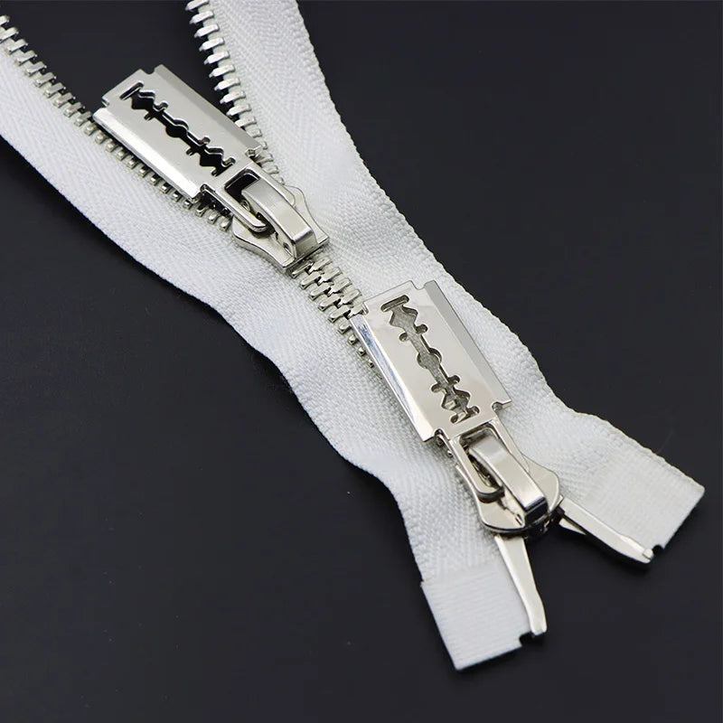 Meetee 1/20pcs 80/100/120cm 8# Double Sliders Zipper Metal Open-End Zips for Down Jacket Coat Repair Parts Zippers DIY Sewing Zip