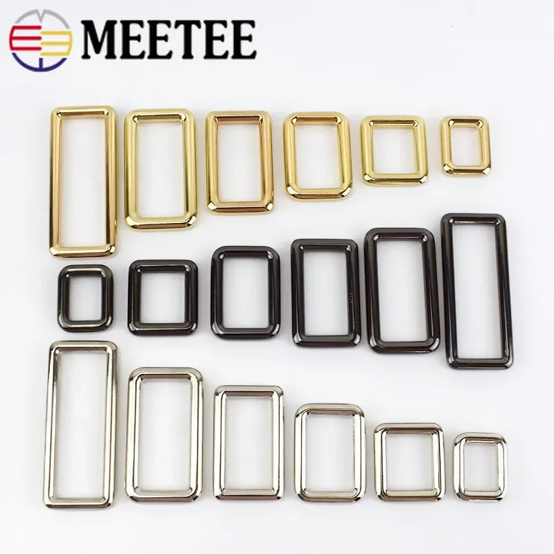 15/500Pcs Meetee 12-50mm Metal Square O D Ring Buckles Bag Adjustable Buckle DIY Backpack Straps Shoes Garment Leather Accessories
