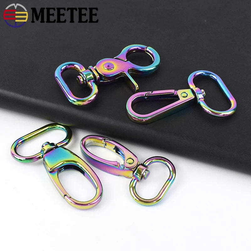 8/250Pcs Rainbow Metal Buckle Lobster Swivel Clasp Snap Hook for Bags Strap Carabiner Clips Keychain DIY Hardware Accessories