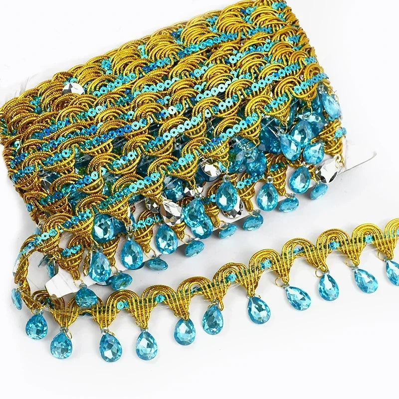 3/100Meters 45mm Fringe Tassel Lace Trim For Clothes Rhinestone Decorative Ribbons Wedding Dress Curtain DIY Sewing Accessories