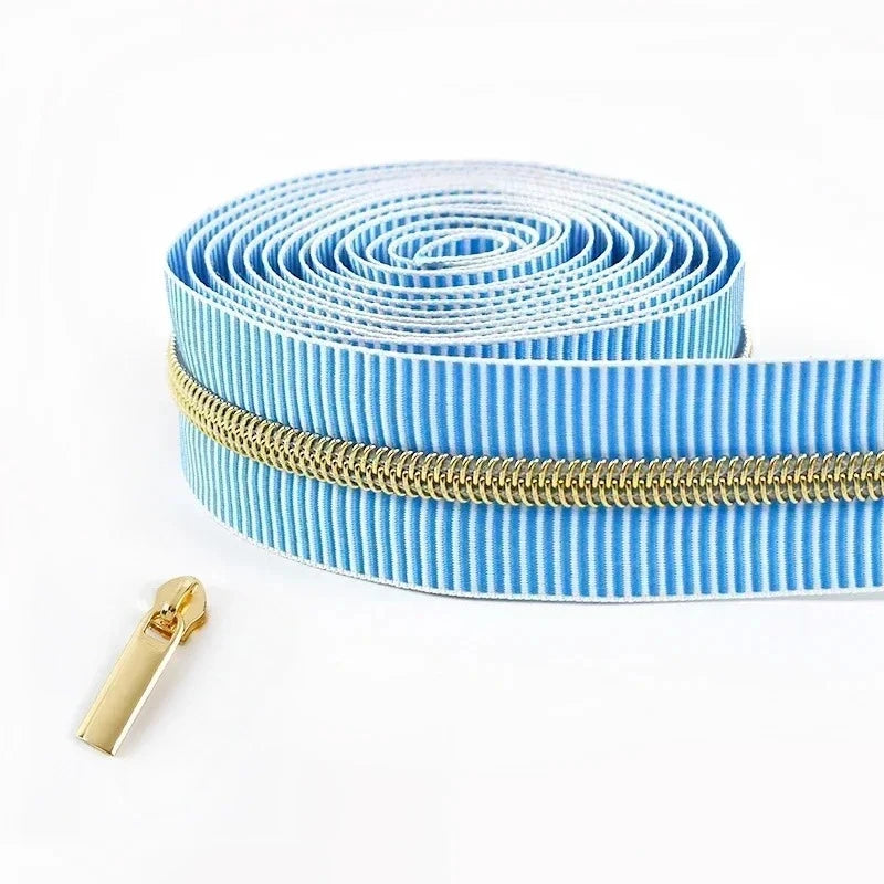 5/20Meters Meetee 5# Striped Nylon Zippers Tape for Sewing Bag Continuous Roll Coil Zip By the Meter DIY Garment Accessories