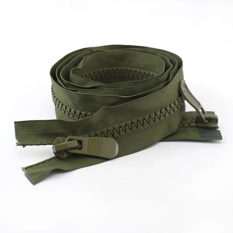 2/70Pcs Meetee 120cm 8# Resin Zippers Open End Double Slider Head Zip for Down Jacket Outdoor Backpack Tent Bag DIY Sewing Accessories