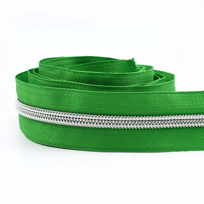 8/300M 5# Sewing Nylon Zipper Tape Silver Teeth Decor Zip Roll Jacket Bag Closure Zippers Repair Kits DIY Zips Replace Supplies