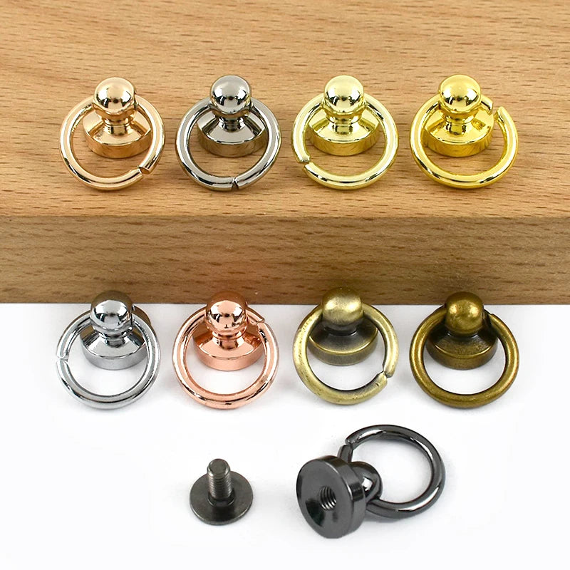 15/500Pcs 10mm Metal Side Clip Buckle Handbag Strap Screw Rivet Hook Phone Shell Stud O Ring Clasp DIY Bags Making Accessories