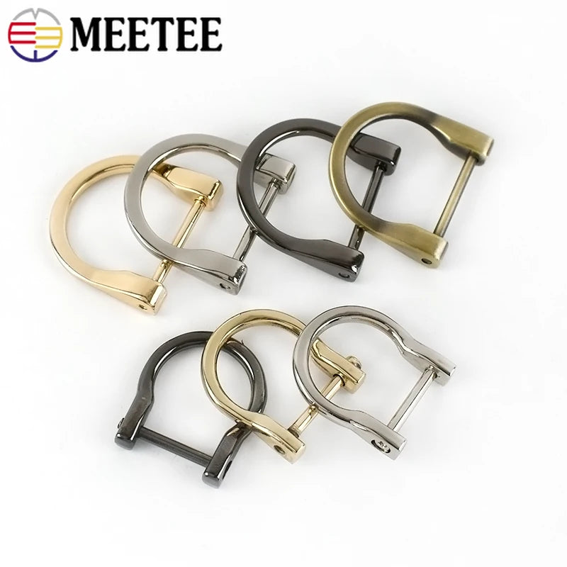 Meetee 10/300Pcs Metal Detachable D Ring Buckle Open Screw Adjuster Clasp for Bag Strap Buckles DIY Hardware Accessories
