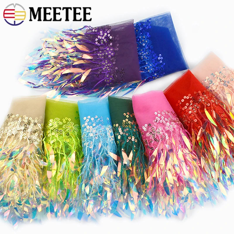 3/100Yards Sequin Tassel Mesh Tassels Fringe Decor Lace Trim Fabric for Wedding Clothes Curtain Fringes Trimmings DIY Accessories