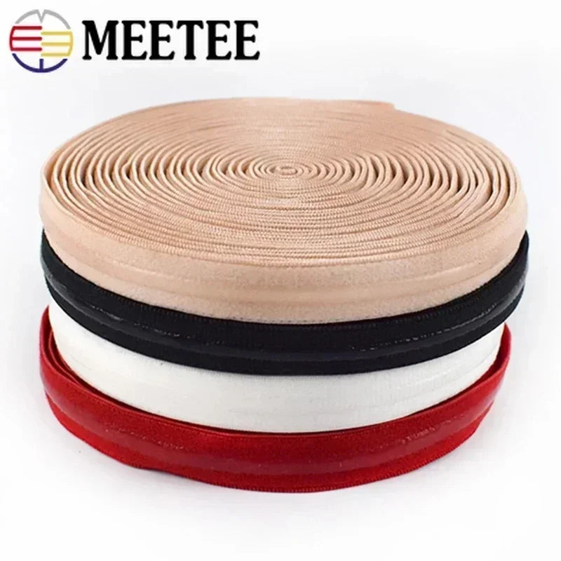 15/400M Meetee 8-25mm Elastic Band Transparent Silicone Non-slip Underwear Belt Rubber Stretch Ribbon Clothes Sewing Accessory
