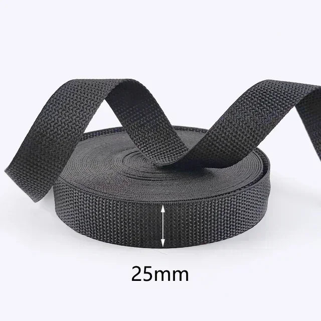 15/500M Black PP Polypropylene Webbing Tape for Bag 20-100mm Ribbon Strap By The Meter 1.3mm Thick Seat Belt Webbings SewingSupplies