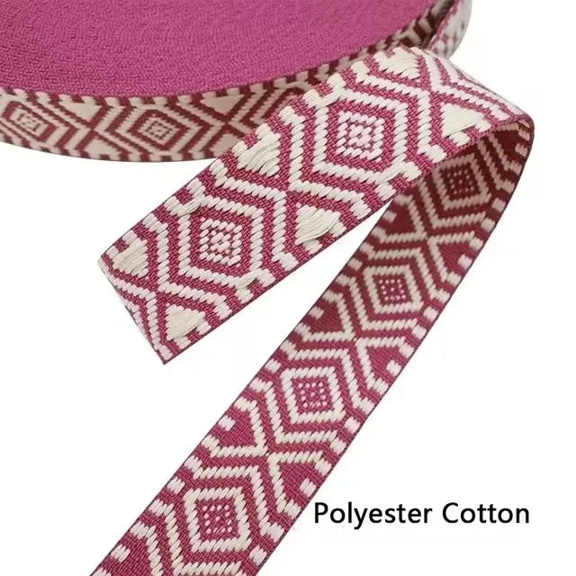 5/200Meters Meetee 38mm Colorful Jacquard Cotton Webbing Ribbon Canvas Straps Bag Shoulder Strap Clothing Band Sewing Accessorie