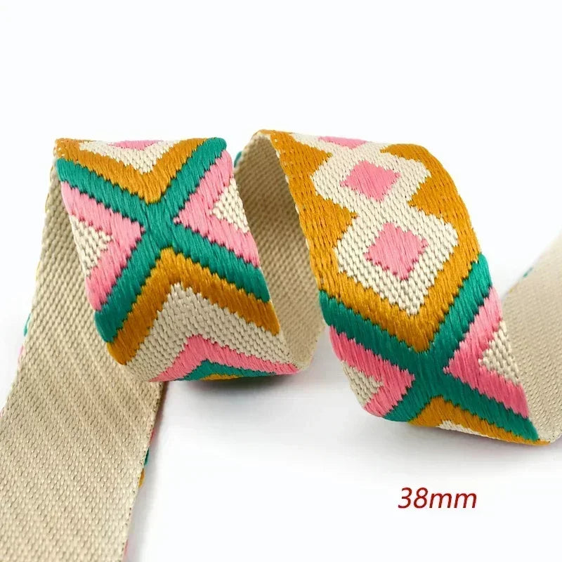 5/150Meters Nylon Webbing Band 38/50mm Jacquard Ribbon Strap 2mm Thick Handbag Garment Decorstive Webbings DIY Sewing Accessories