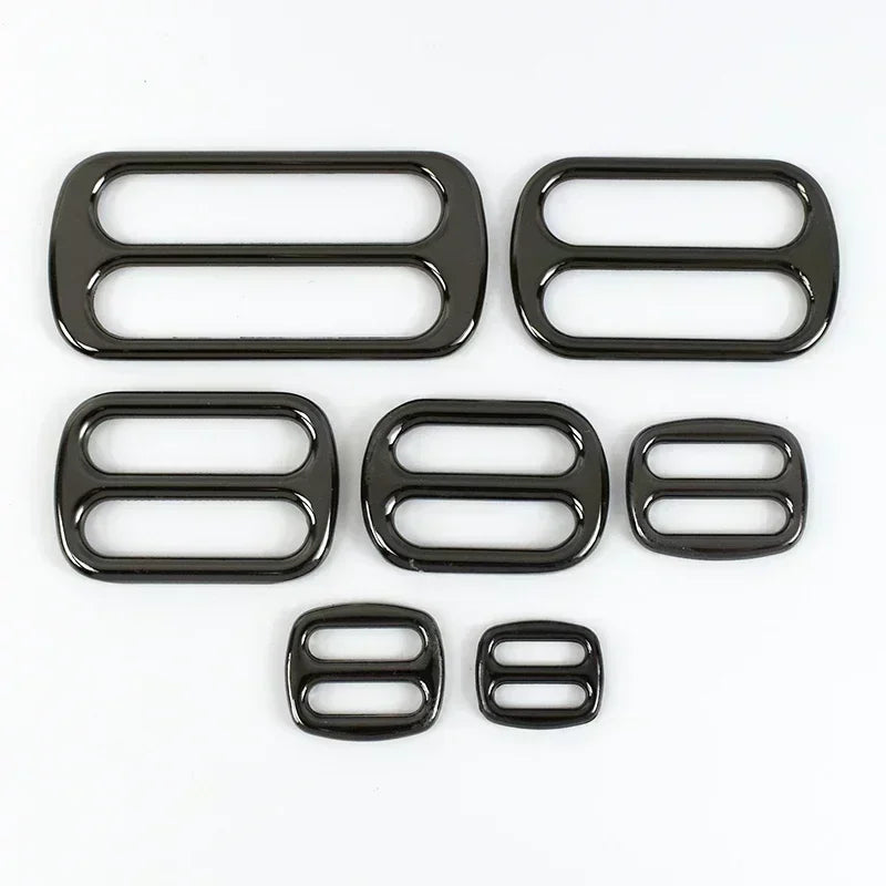 30/1000Pcs 12-50mm Webbing Adjuster Metal Buckles Handbag Strap Tri-Glide Hooks Middle Center Bar Adjust Slider Belt Buckle Hardware