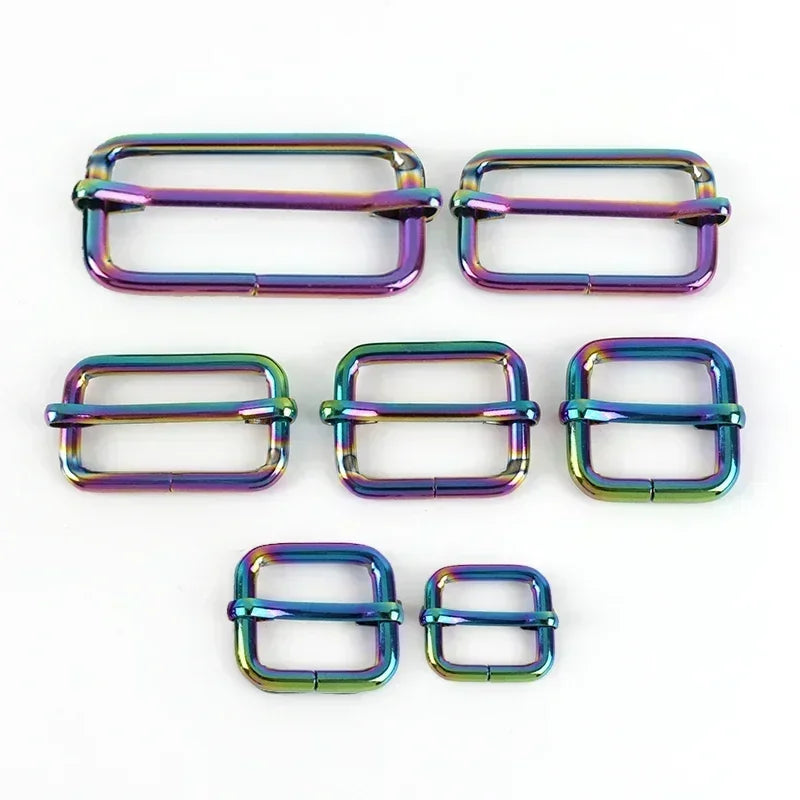 30/610Pcs 13-50mm Metal Pin Buckle Tri-Glide Slider Square Ring Buckles for Bag Strap Adjuster Webbing Belt Clasp DIY Accessories