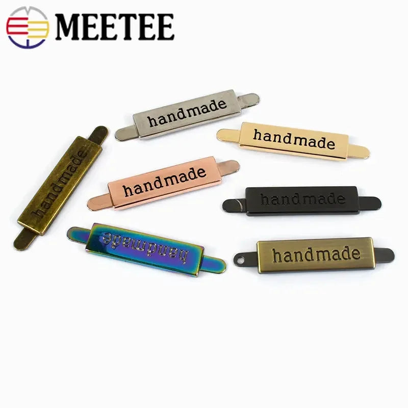 15/500pcs 36*10mm Handmade Metal Bag Labels Tag Handcraft Decorative Buckles for Purse DIY Hardware Sewing Leather Accessories