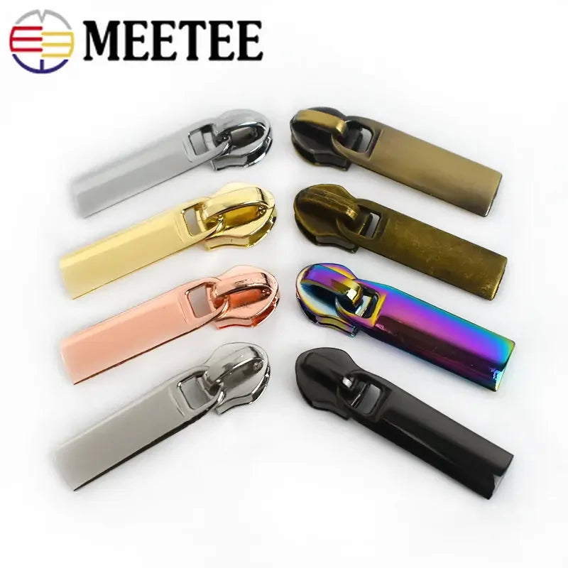 8/200pcs Meetee Zipper Sliders for 3# 5# Nylon Zippers Down Jacket Pocket Zips Head Bag Zip Repair Kits DIY Sewing Accessories