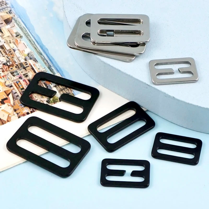 20/700Pcs 20-50mm StainlessSteel Tri-Glides Slider Buckles for Bag Strap Carabiner Clip Adjustable Ring Buckle Pet Collar Hardware