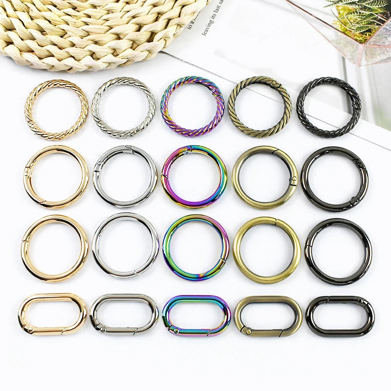 15/500Pcs 20/25/32mm Spring Gate O Ring Metal Buckles Openable Keyring Snap Hook Bag Strap Trigger Carabiner Clip Clasp Accessories