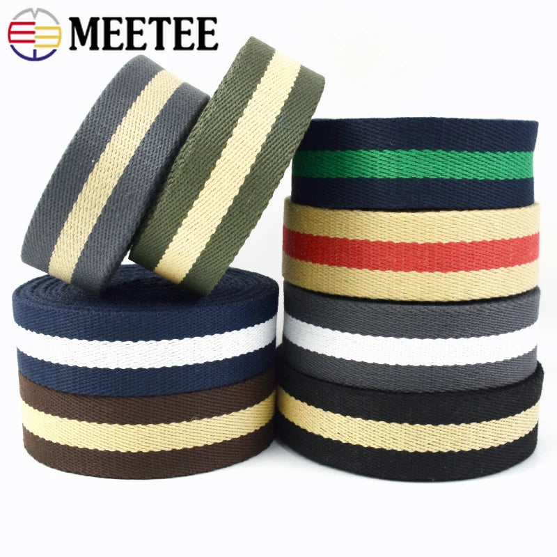 2/50Meters 38mm 2.5mm Thick Polyester Cotton Webbing DIY Sewing Jacquard Webbings Ribbons Clothes Bag Straps Hats Tapes