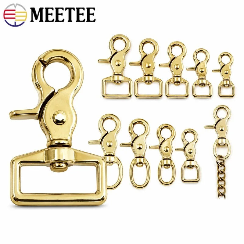 2/70Pcs Metal Buckles 10-38mm Solid Brass Trigger Snap Hook Swivel Lobster Clasp Handbag Strap Trigger Carabiner Spring Hooks