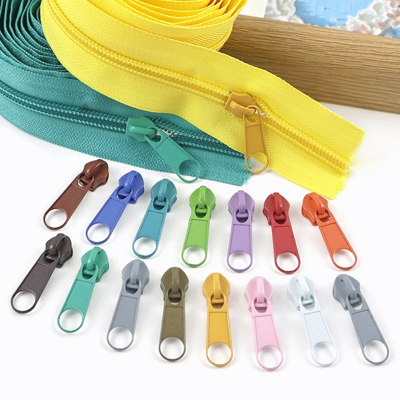 3# 5# Nylon Zipper Slider 30/1200Pcs Colorful Zip Pull Head Clothing Zippers Puller Backpack Closure Zips Sliders DIY Repair Kits