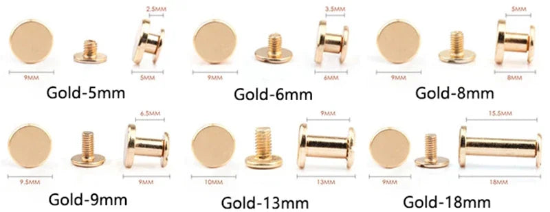 30/600Pcs 5-18mm Copper Belt Rivet Button Flat Screws Nail Buckle DIY Ledger Fixed Binding Rivets Bag Garment Decoration Clasp