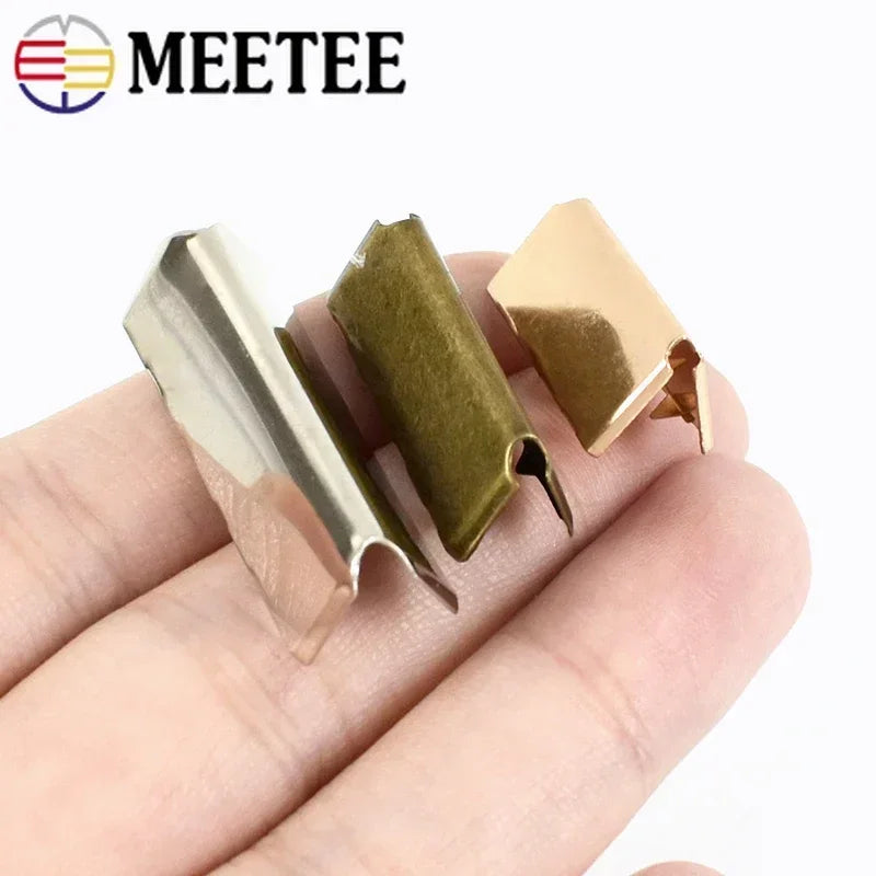 30/590pcs Meetee Metal Belt Clip Buckle Pants Belts Head Tail Stopper Webbbing Cord End Clips Buckles DIY Garment Accessories