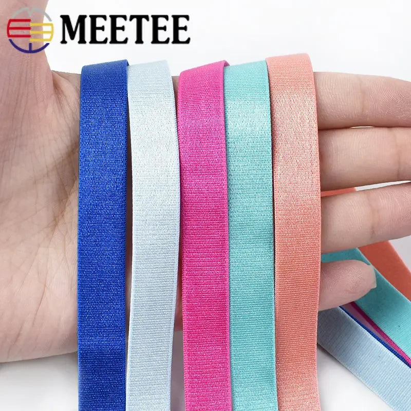 Meetee 10/300meters 12mm Elastic Bands for Underwear Bra Shoulder Strap Yoga Belt Hair Band DIY Sewing Garment Accessories