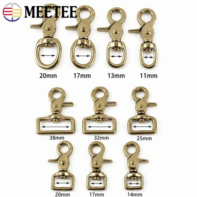 2/70Pcs Metal Buckles 10-38mm Solid Brass Trigger Snap Hook Swivel Lobster Clasp Handbag Strap Trigger Carabiner Spring Hooks