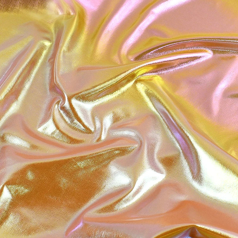 90/1350*145cm Metallic Foil Stretch Fabric Spandex Fabrics Laser Cloth for Sewing Costume Stage Party Christmas Craft Accessory