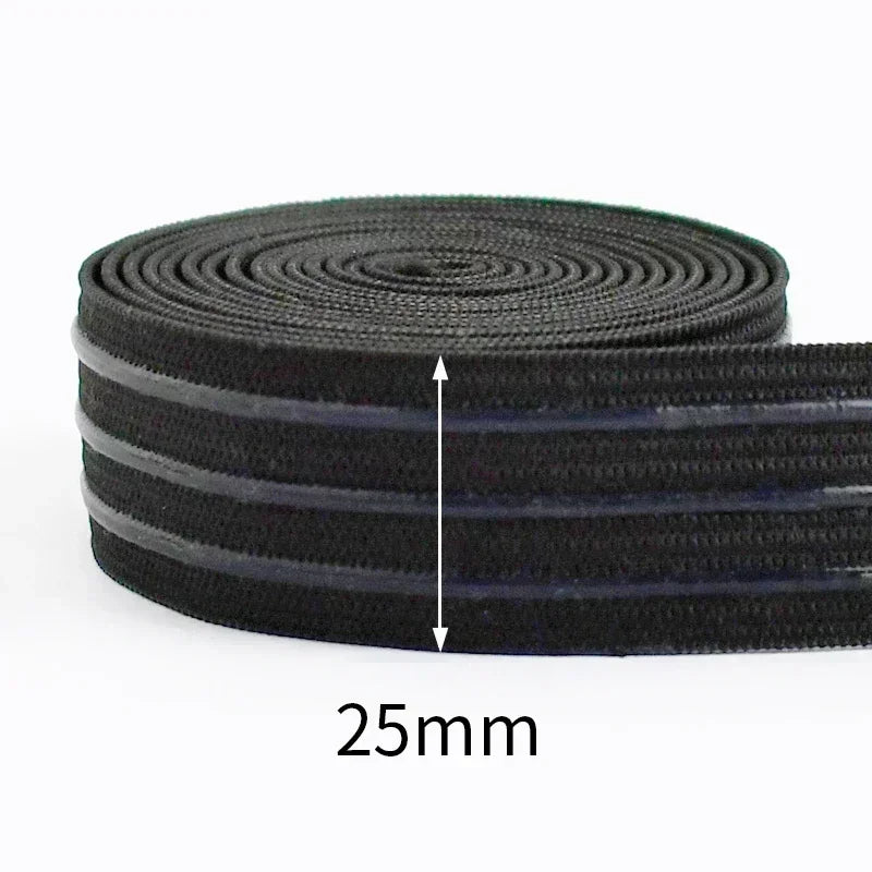 8/210M Meetee Black Silicone Elastic Bands Underwear Non-slip Rubber Tapes Waistband Belt Stretch Ribbon DIY Sewing Accessories