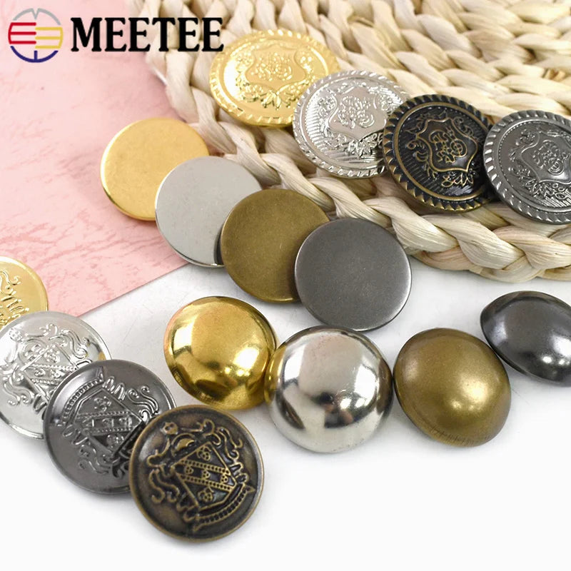 30/1200Pcs 15-25mm Vintage Mushroom Shank Button Metal Round Decor Buckle Jackets Fastener Clothes Sewing Replace Buttons Accessories