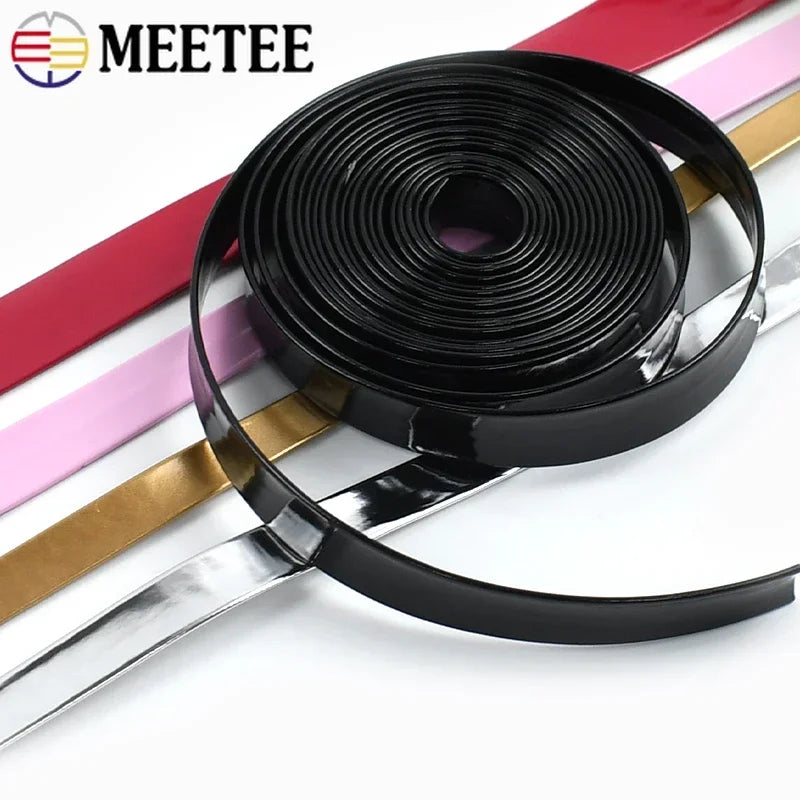 15/400Meters 5-20mm Mirror PU Ribbons Headdress Leather Cord Rope Bias Binding Tape DIY Jewelry Trim Clothes Edge Accessories
