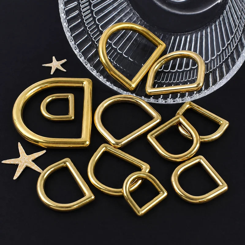 Meetee 10/300Pcs 12-45mm Brass Bag Buckles Bags Hanger O D Ring Hook Side Carabiner Rings for Dog Coller Hardware Buckle Supplies