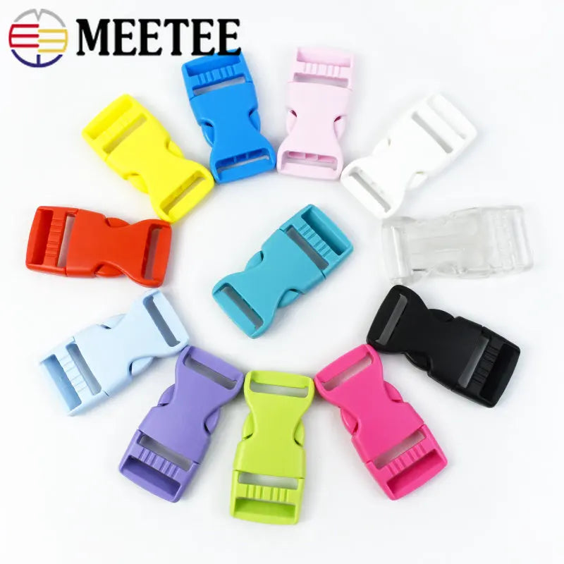 30/600Pcs Meetee 15-38mm Plastic Release Buckles Backpack Strap Hook Clip Safety Pet Collar Outdoor Luggage Webbing Accessories