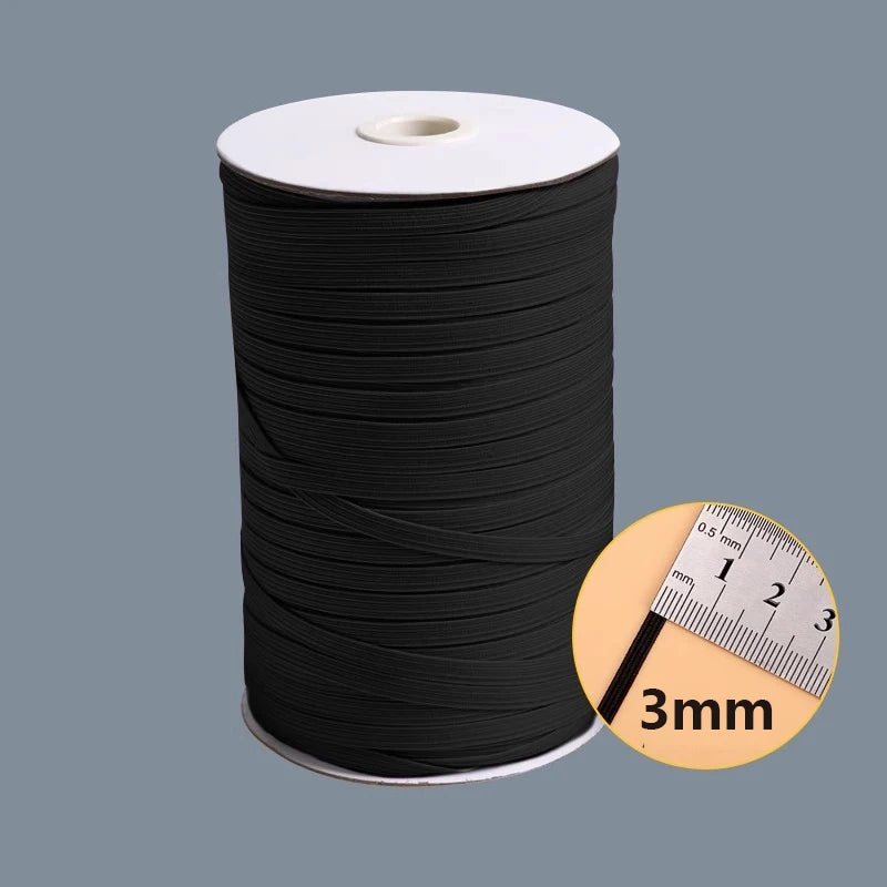 30/1000M Black White Sewing Elastic Band 3mm-50mm Garment Trousers Belt Rubber Bands Mask Strap Stretch Tape HairBand Bungee Cord