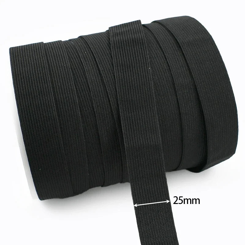 30/1000M Black White Sewing Elastic Band 3mm-50mm Garment Trousers Belt Rubber Bands Mask Strap Stretch Tape HairBand Bungee Cord