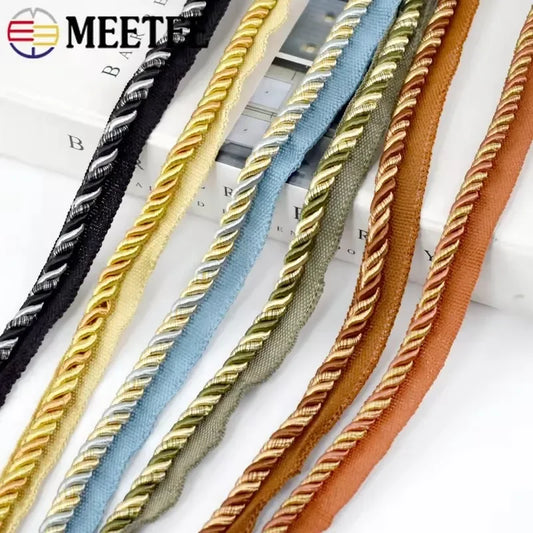 8/200M Meetee 6mm Two-color Lace Braid Rope Twisted Cords Decorative Ribbon for Sofa Curtain Home Textile Material Accessory