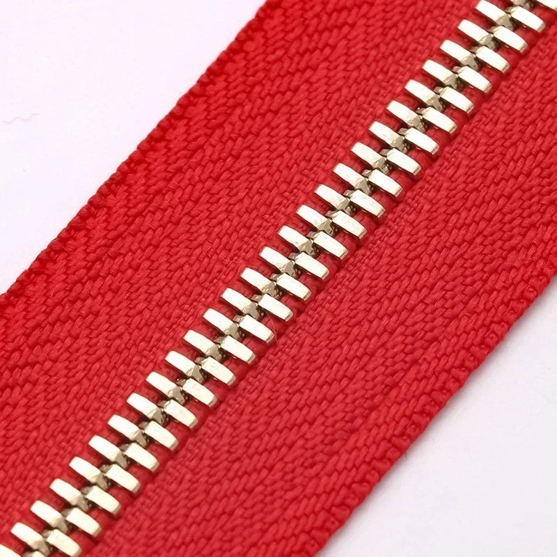 2/50Yards 5# Colorful Metal Zipper Gold/Sliver Teeth Double Pull Open-end Zips Tape Bag Garment Zip Repair Kit Sewing Accessory