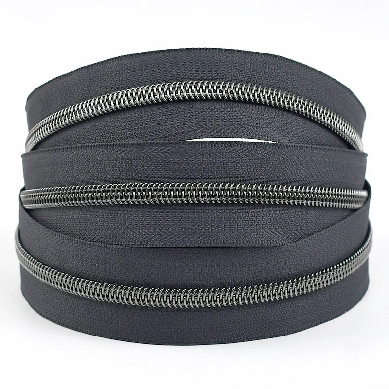 8/200Meters 5# Colorful Nylon Zipper Tapes GunBlack Tooth Coil Zip Tailors for Bags Garment Repair Kit DIY Sewing Accessories