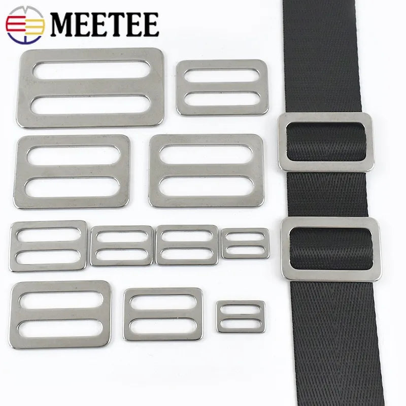 20/700Pcs Stainless Steel Adjust Buckle 20-50mm Webbing Strap Slider Tri-Glide Carabiner Clip Pet Collar Belt Ring Clasp Fastener