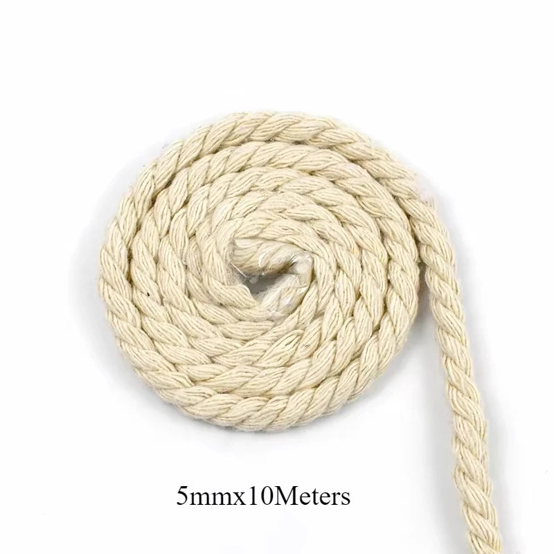 5/150Meter Meetee 5-20mm Beige Cotton Rope Thick Cords for Bag Strap Home Decor Accessories DIY Handmade Ropes Craft