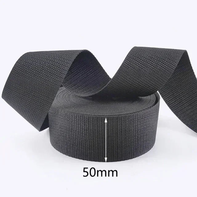 15/500M Black PP Polypropylene Webbing Tape for Bag 20-100mm Ribbon Strap By The Meter 1.3mm Thick Seat Belt Webbings SewingSupplies