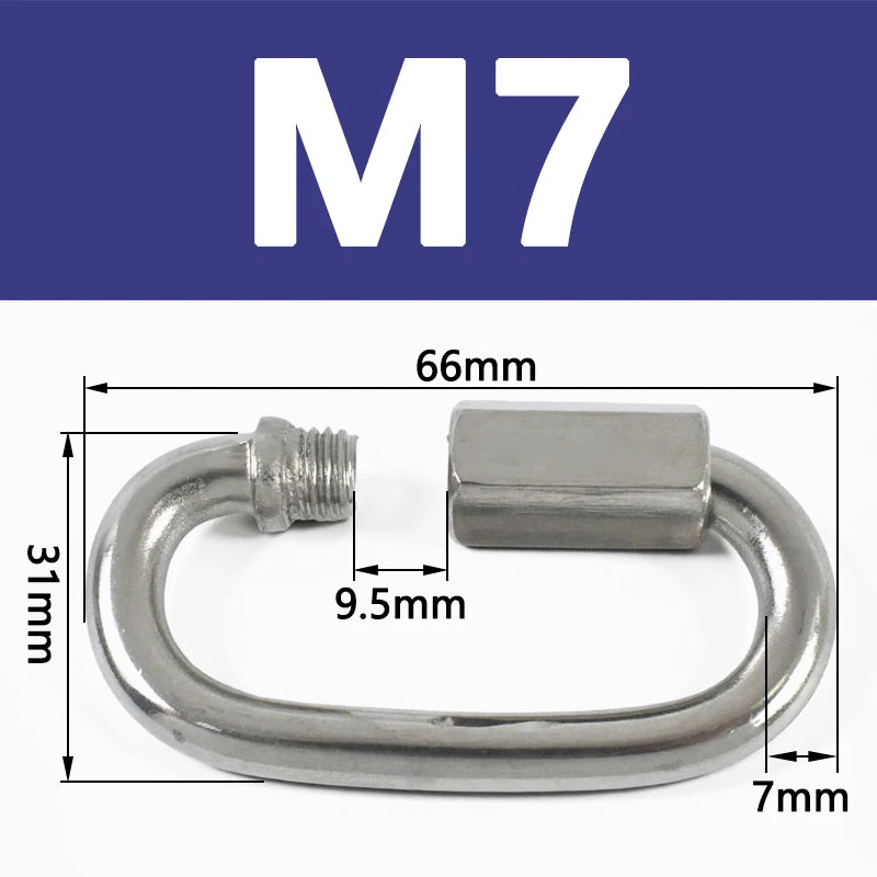 8/300Pcs Stainless Steel 304 Oval Locking Carabiner Clips Rope Quick Connector Buckle for Outdoor Camping Swing Clasp Accessories