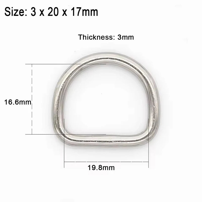 20/700Pcs 304# Stainless Steel D Ring Buckle Bag Strap Webbing Belt Buckles Pet Dog Collar Clasp DIY Bags Hardware Accessories