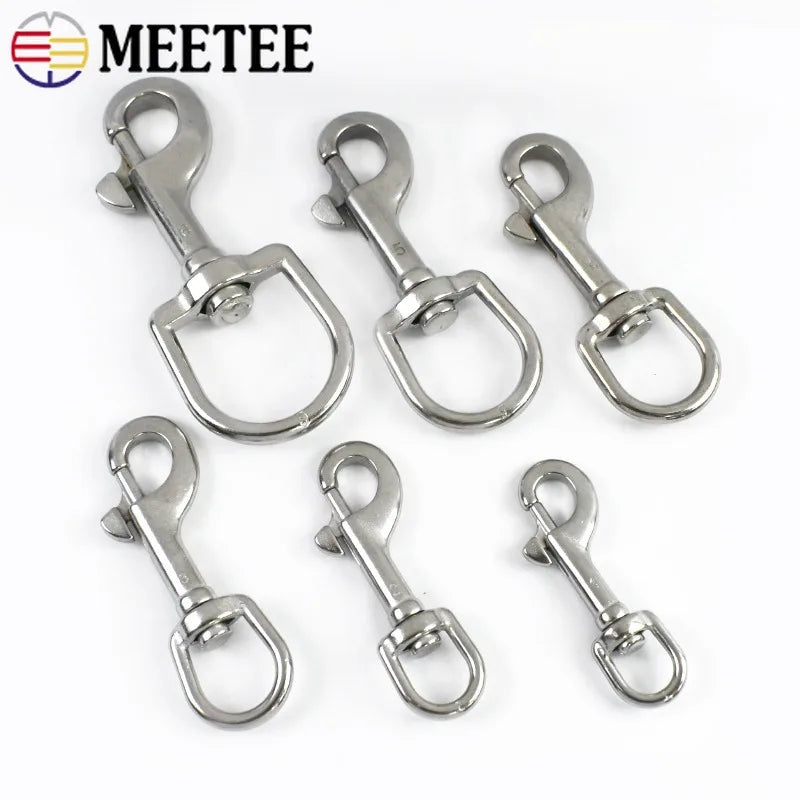 3/100Pcs Stainless Steel 316 Metal Buckles Oval Single End Swivel Eye Bolt Snap Hook Dog Leash  Strap Clasp Carabiner Diving