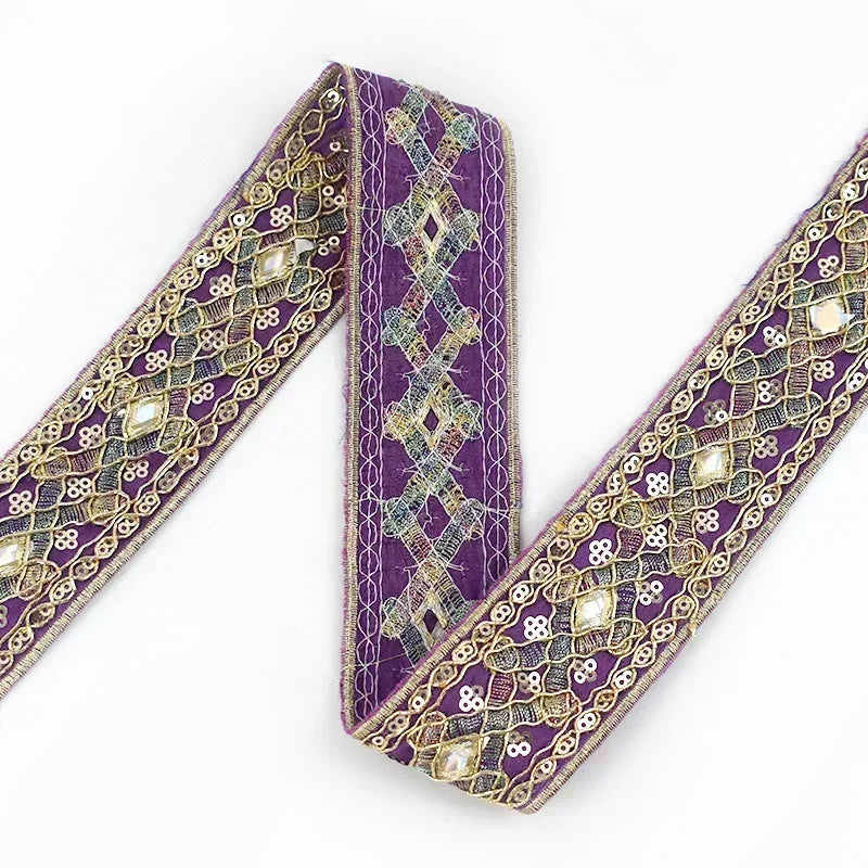 8/200Yards 43mm Embroidery Lace Trim Ethnic Decoration Ribbon Garments Bags Shoes Dress Webbing Tapes DIY Sewing Accessories
