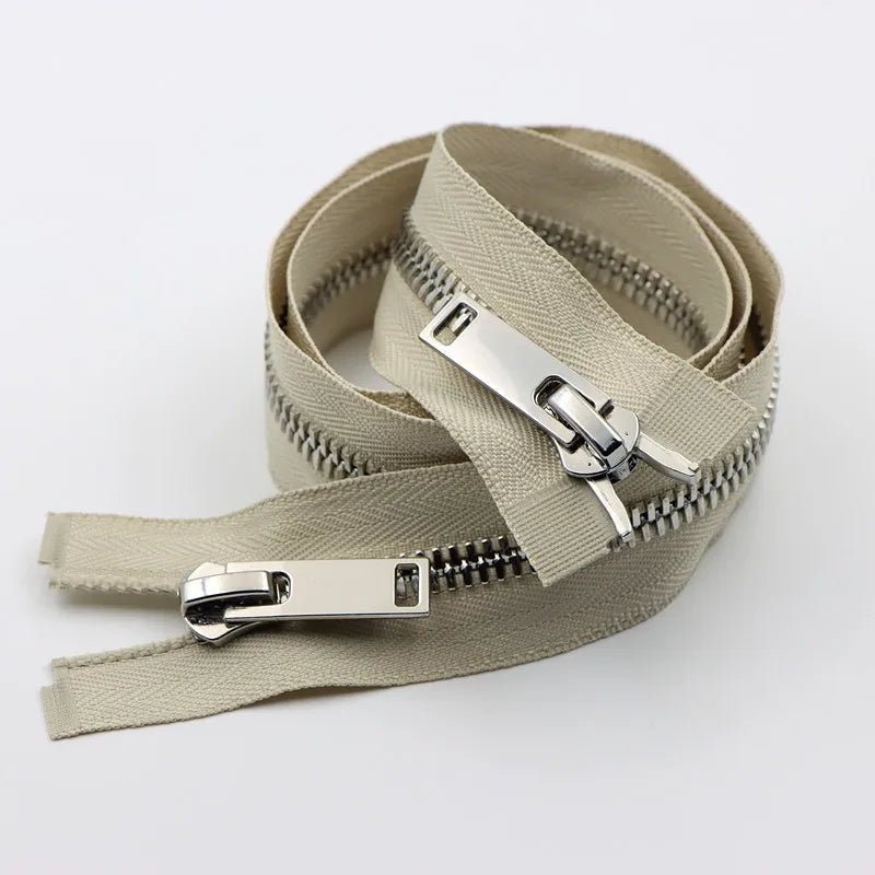 Meetee 1/20pcs 80/100/120cm 8# Double Sliders Zipper Metal Open-End Zips for Down Jacket Coat Repair Parts Zippers DIY Sewing Zip