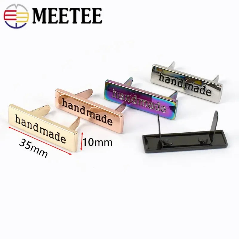 15/500pcs 36*10mm Handmade Metal Bag Labels Tag Handcraft Decorative Buckles for Purse DIY Hardware Sewing Leather Accessories