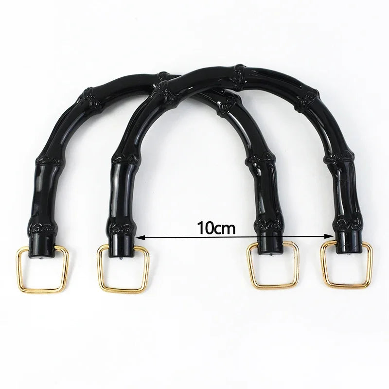 5/100Pcs Bmitation Bamboo Handle Purse Handles with Buckle Plastic Handbag Handles for Women Weaving Bag Hardware Accessories