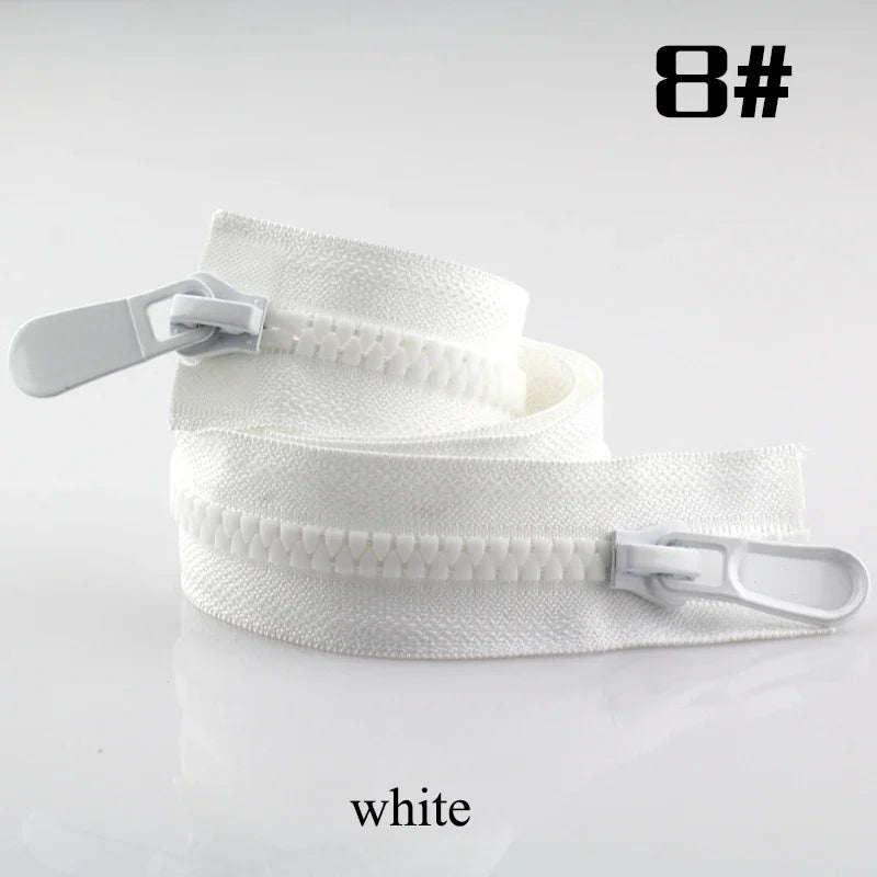2/70Pcs Meetee 120cm 8# Resin Zippers Open End Double Slider Head Zip for Down Jacket Outdoor Backpack Tent Bag DIY Sewing Accessories
